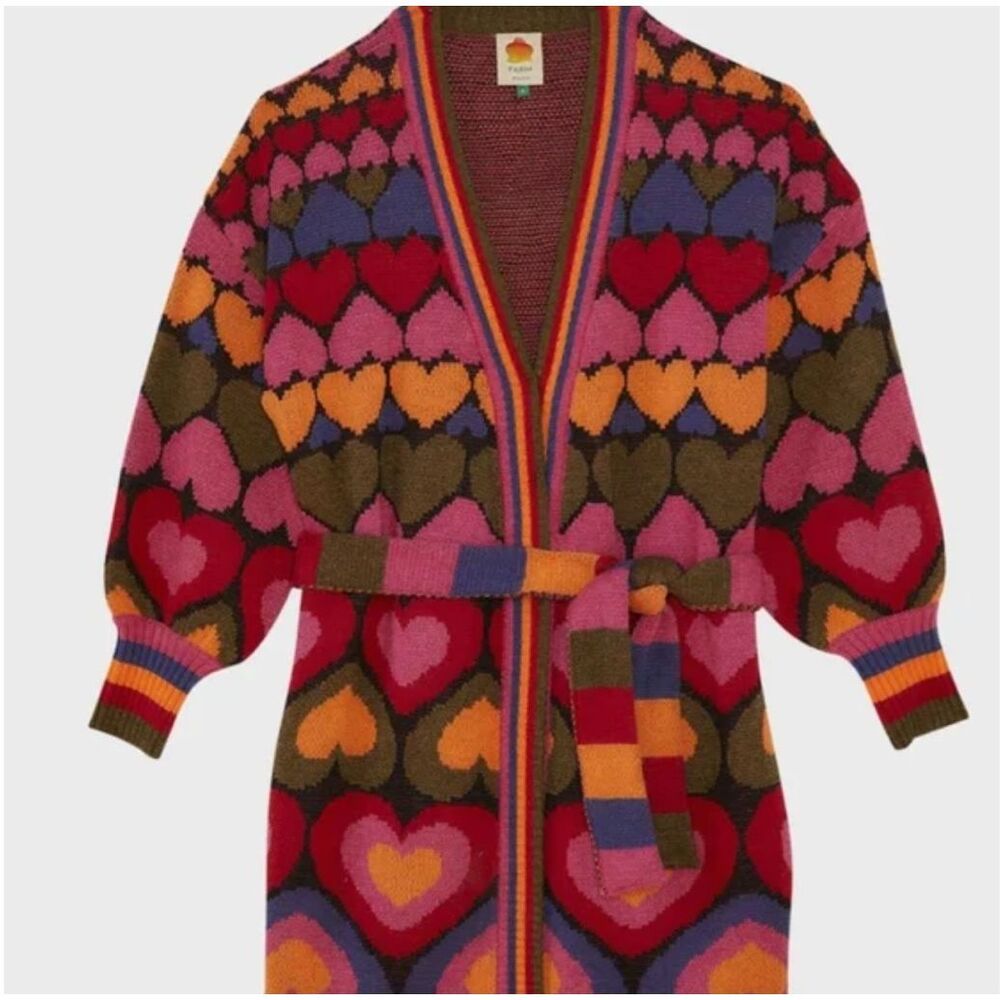 Beautiful  Farm Rio Full of Hearts Midi Cardigan Good condition - Picture 5 of 16